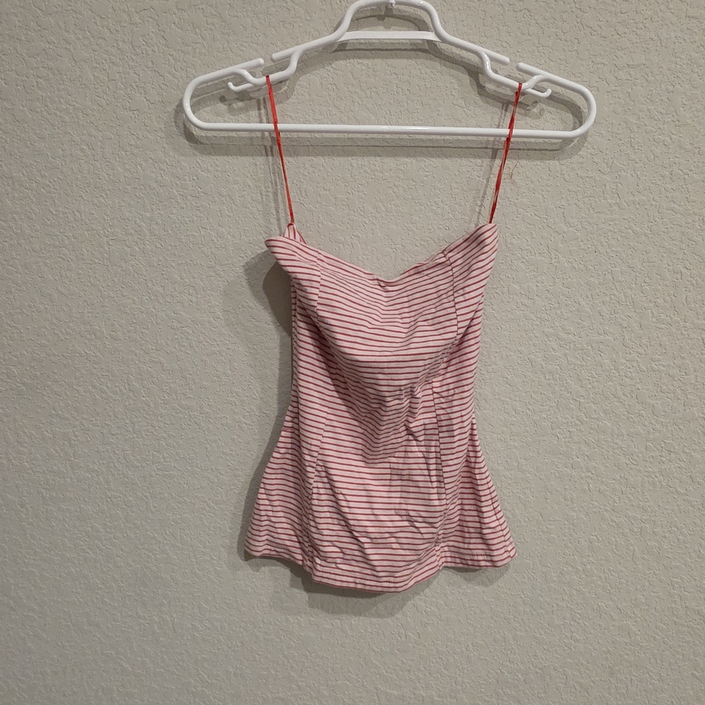 Madewell Pink and White Striped Spaghetti Strap Camisole